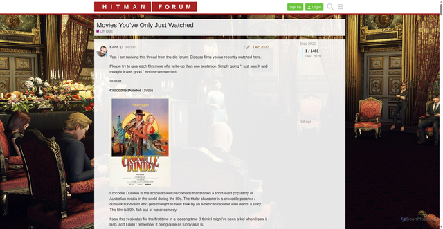 Security scan screenshot of https://www.hitmanforum.com/t/movies-you-ve-only-just-watched/402