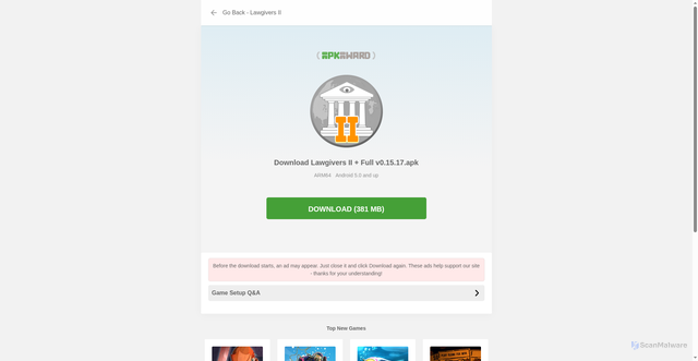 Security scan screenshot of http://apkaward.com/dwmod1?pid=7930
