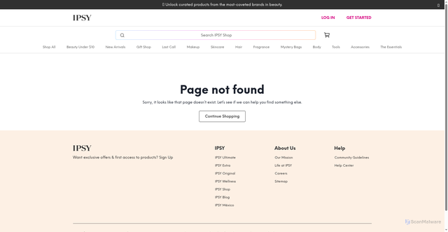 Security scan screenshot of https://shop.ipsy.com
