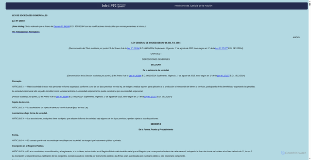 Security scan screenshot of https://servicios.infoleg.gob.ar/infolegInternet/anexos/25000-29999/25553/texact.htm