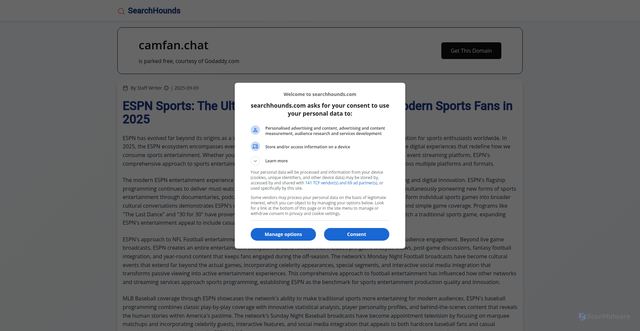 Security scan screenshot of https://camfan.chat