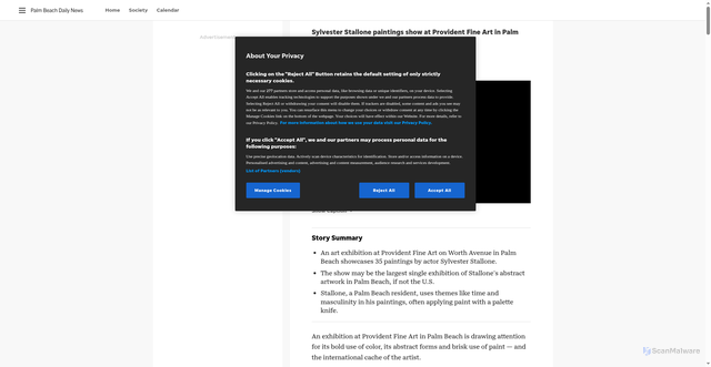 Security scan screenshot of https://www.palmbeachdailynews.com/story/entertainment/arts/2025/12/07/sylvester-stallone-paintings-debut-in-show-at-palm-beach-gallery/87484108007/