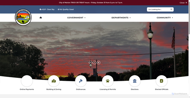Security scan screenshot of https://cityofmarionwi.gov/