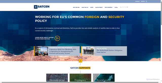Security scan screenshot of https://www.satcen.europa.eu/