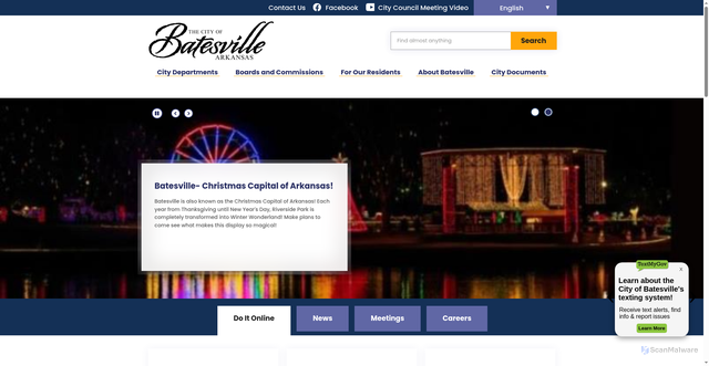 Security scan screenshot of https://www.batesvillearkansas.gov/