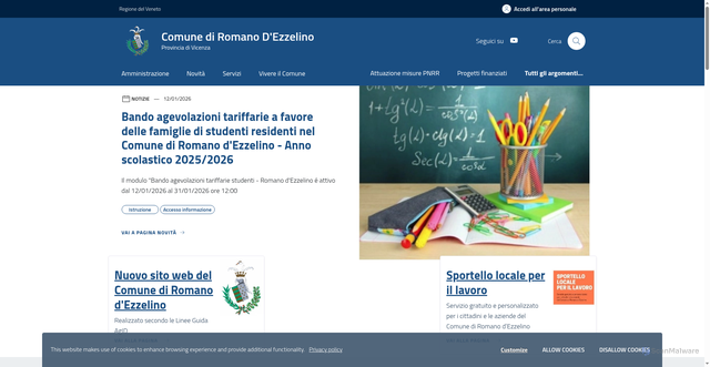 Security scan screenshot of https://www.comune.romano.vi.it/home
