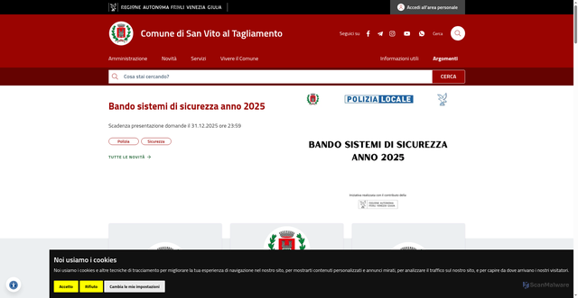 Security scan screenshot of https://www.comune.san-vito-al-tagliamento.pn.it/