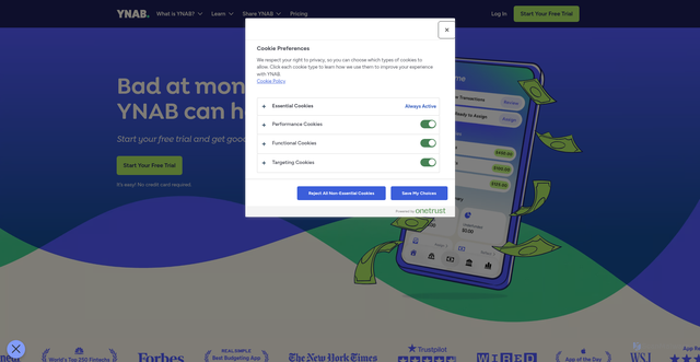Security scan screenshot of https://ynab.com