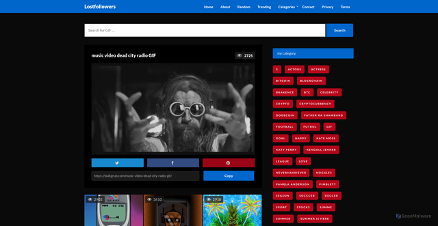 Security scan screenshot of https://bulkgrub.com/music-video-dead-city-radio-gif/