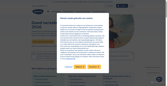 Security scan screenshot of https://menzis.nl
