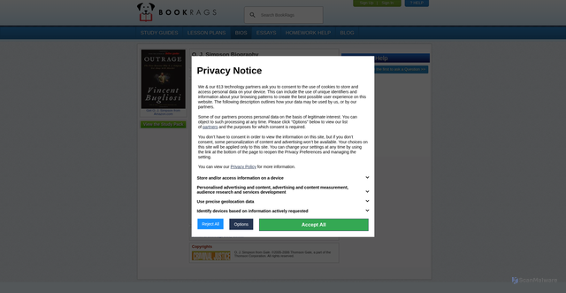 Security scan screenshot of https://www.bookrags.com/biography/o-j-simpson-cri/