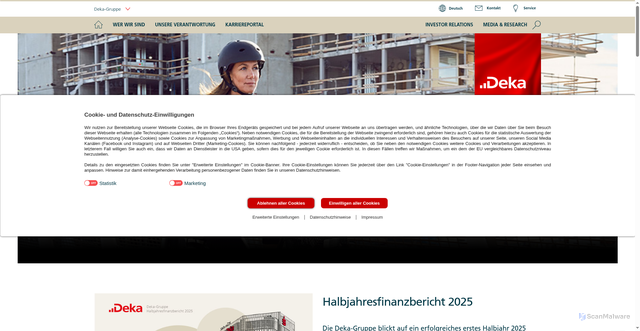 Security scan screenshot of https://www.deka.de/deka-gruppe