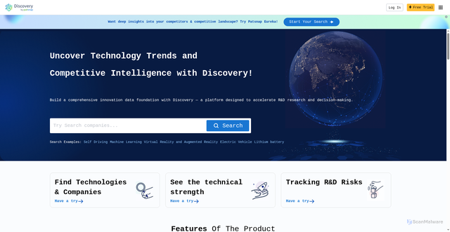 Security scan screenshot of https://discovery.patsnap.com