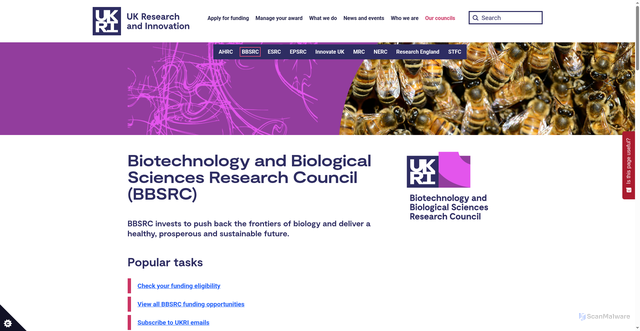 Security scan screenshot of https://www.ukri.org/councils/bbsrc/