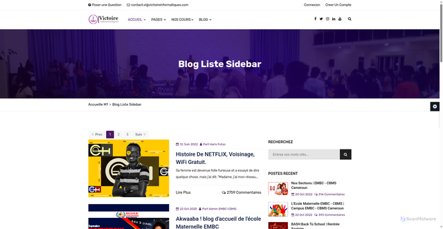 Security scan screenshot of http://victoireinformatique.com/blog-list-sidebar.php