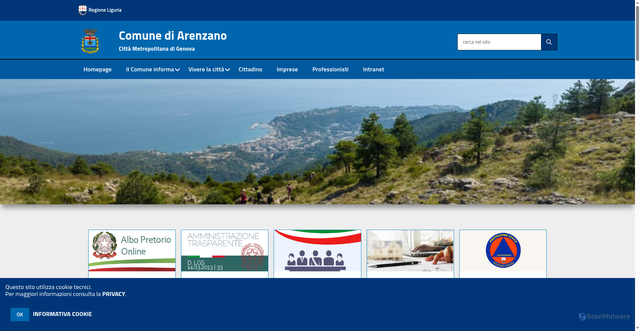 Security scan screenshot of https://www.comune.arenzano.ge.it/hh/index.php