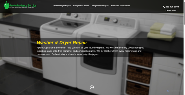 Security scan screenshot of https://appleapplianceservice.com/appliance-repair/washers-dryers/