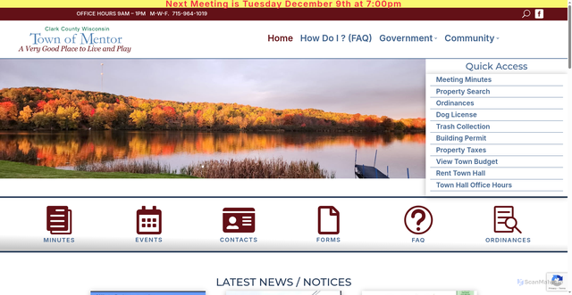 Security scan screenshot of https://townofmentorwi.gov/