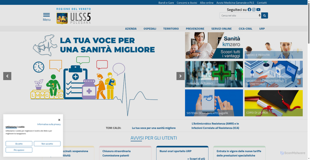 Security scan screenshot of https://www.aulss5.veneto.it/