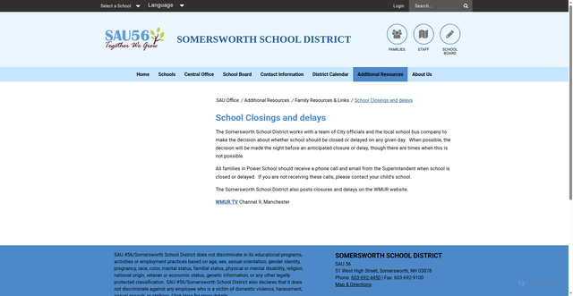 Security scan screenshot of https://www.sau56.org/resources/parent_resources/school_closings_and_delays