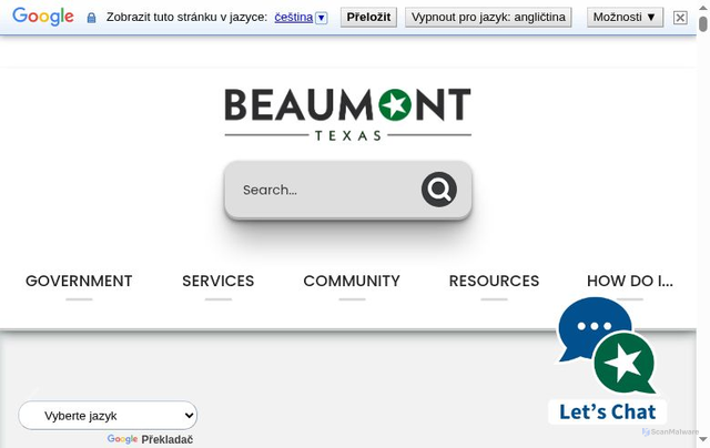 Security scan screenshot of https://www.beaumonttexas.gov/