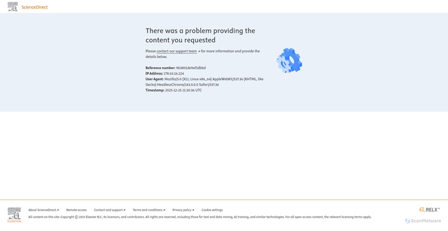 Security scan screenshot of https://sciencedirect.com