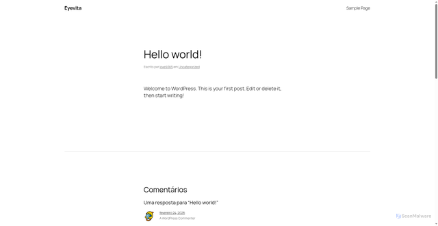 Security scan screenshot of https://eyevita.online/2026/02/24/hello-world/
