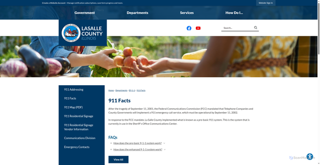 Security scan screenshot of https://lasallecountyil.gov/508/911-Facts