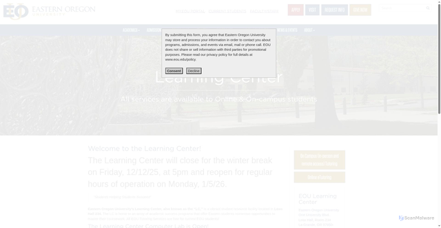 Security scan screenshot of https://www.eou.edu/lcenter/