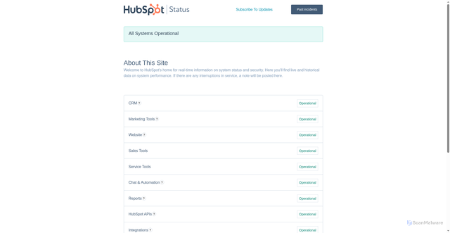 Security scan screenshot of https://status.hubspot.com/