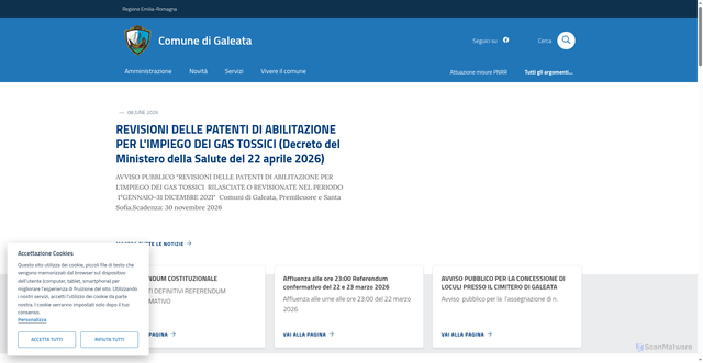 Security scan screenshot of https://www.comune.galeata.fc.it