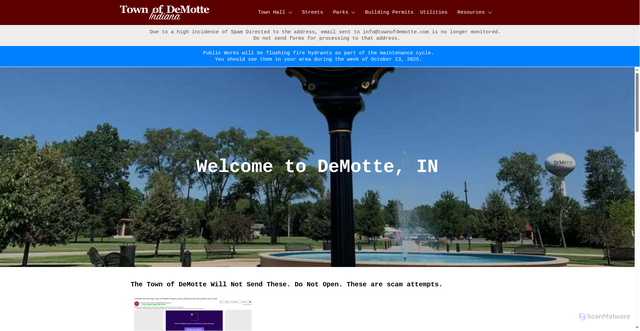 Security scan screenshot of https://townofdemotte.com/