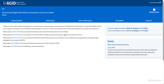 Security scan screenshot of https://www.indicepa.gov.it/ipa-portale/