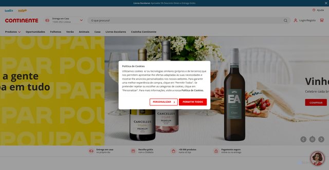 Security scan screenshot of https://continente.pt