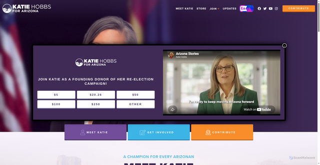 Security scan screenshot of https://katiehobbs.org/