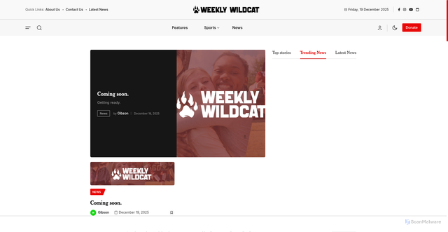 Security scan screenshot of https://weeklywildcat.com/