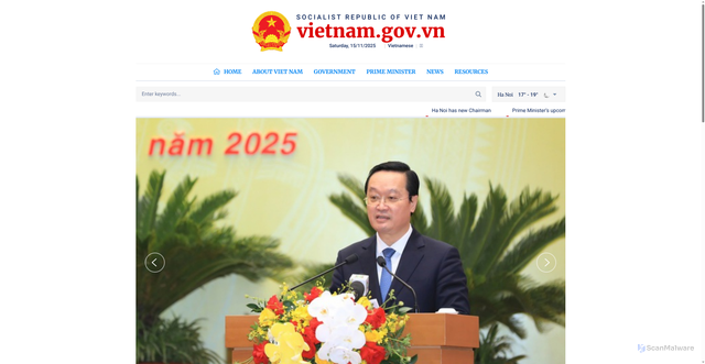 Security scan screenshot of https://vietnam.gov.vn/