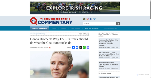 Security scan screenshot of https://www.thoroughbredracing.com/articles/4855/donna-brothers-why-every-track-should-do-what-thoroughbred-safety-coalition-tracks-do/