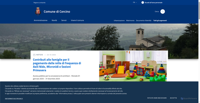 Security scan screenshot of https://www.comune.cercino.so.it/