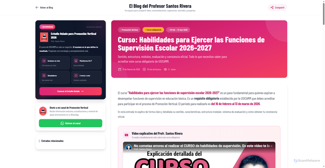 Security scan screenshot of https://blogdesantosrivera.pages.dev/entries/curso-habilidades-supervision-2026