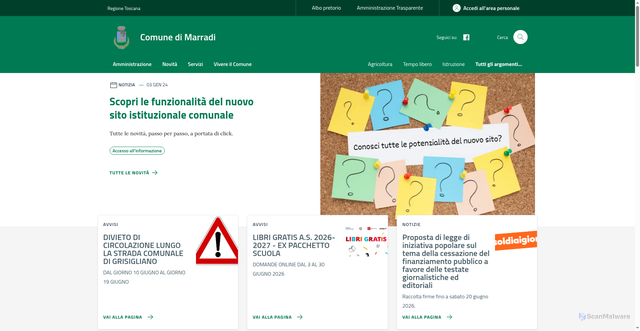 Security scan screenshot of https://www.comune.marradi.fi.it/