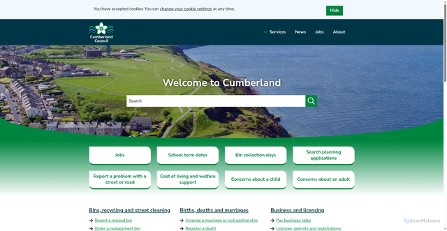 Security scan screenshot of https://www.cumberland.gov.uk/