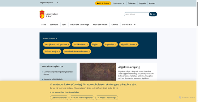 Security scan screenshot of https://www.lansstyrelsen.se/skane
