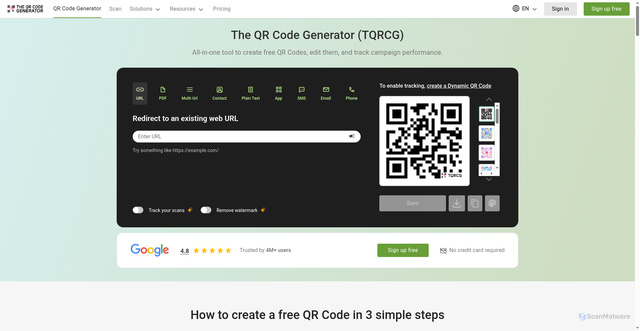 Security scan screenshot of https://www.the-qrcode-generator.com
