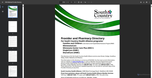 Security scan screenshot of https://mnscha.org/wp-content/uploads/MNDirectory.pdf