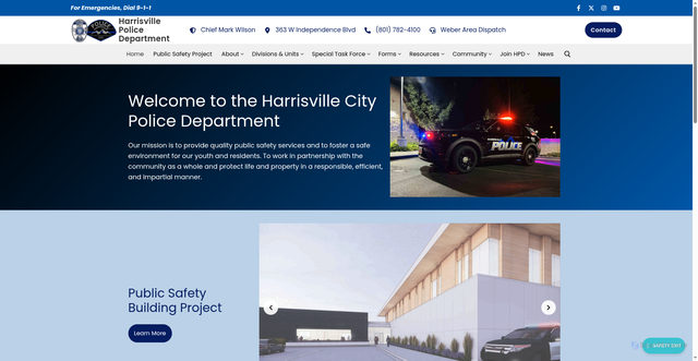 Security scan screenshot of https://harrisvillepolice.com/