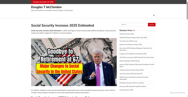 Security scan screenshot of https://douglastmcclendonk.pages.dev/wuyur-social-security-increase-2025-estimated-qpooz/