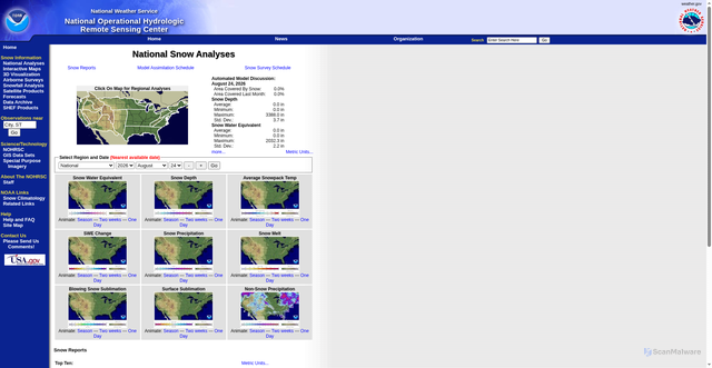 Security scan screenshot of https://www.nohrsc.noaa.gov/nsa/