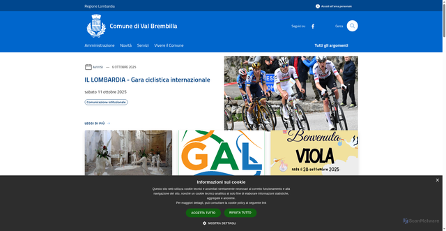 Security scan screenshot of https://www.comune.valbrembilla.bg.it/it