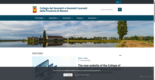 Security scan screenshot of https://www.geometri.novara.it/it-it/home
